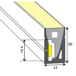 Neon flex LED 24V 9,6W/m 3000K x10m