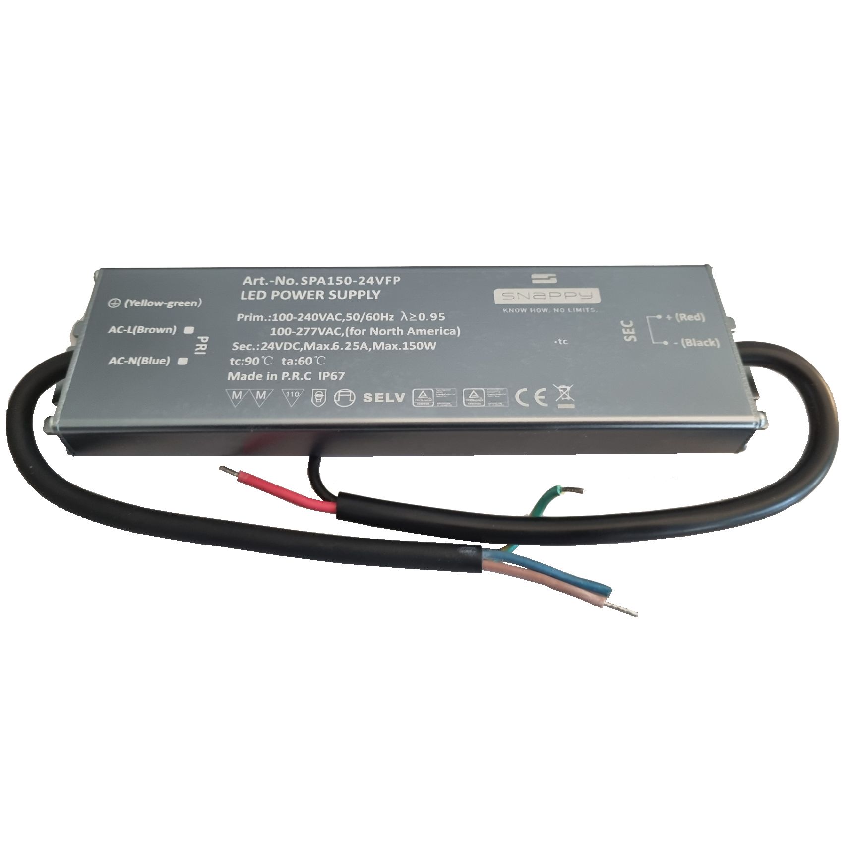 Driver IP67 Snappy 24V 150W slim