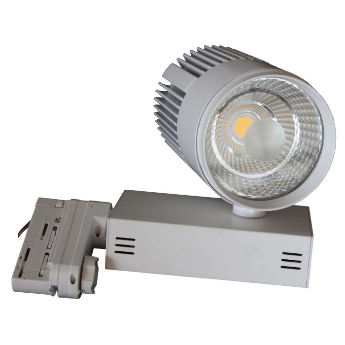 Projecteur LED COB 3 phases sur rail 4000K 40W 4220L 38° couleur argent