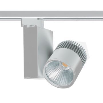 Projecteur Gris-argent LED COB 3 phases sur rail 3000K 30W 3018L 24° IRC80