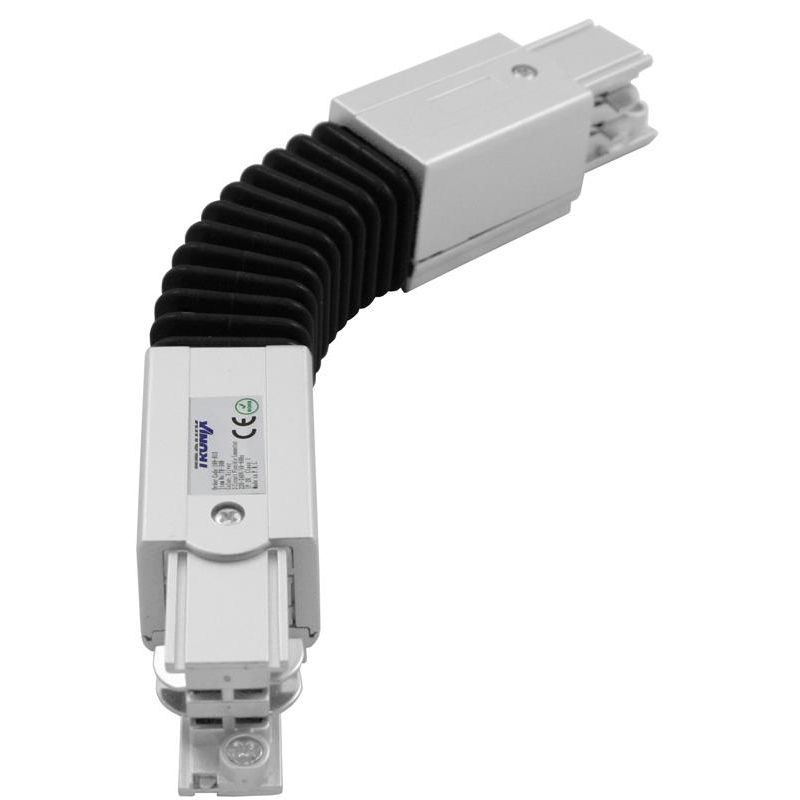 Connecteur d'angle flexible rail 3Ph. Blanc XTS60