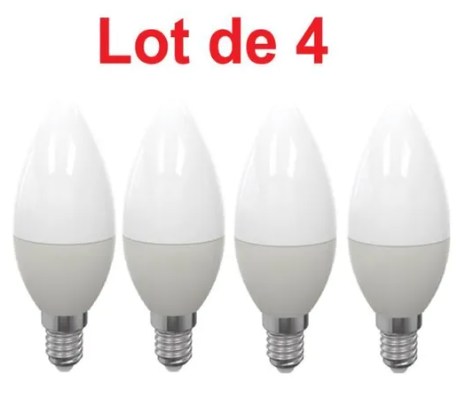 Ampoule LED SMD Flamme lisse opale 4000K 6W 500L E14 -Bx4