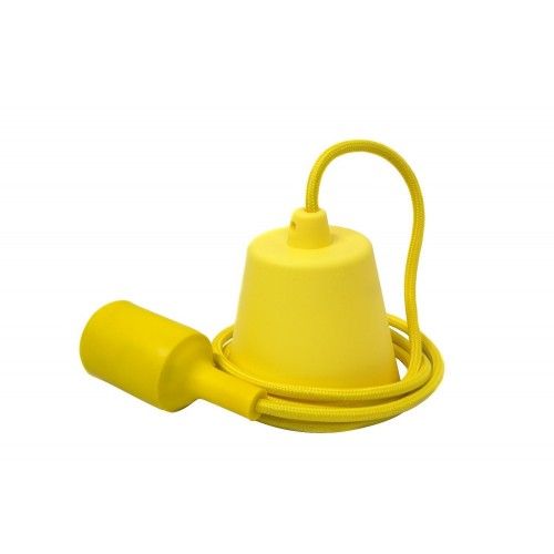 Luminaire silicone jaune : douille E27 + rosace + câble textile 1m
