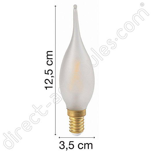 Ampoule LED filament Flamme coup de vent GS4 dépolie E14 2W 2700K