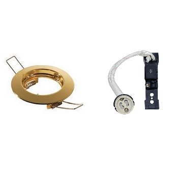 Spot à encastrer Alu or satiné + pâte de norme GU10 «prêt à raccorder»