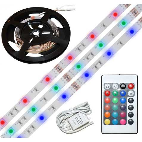 KIT Ruban LED Multicolore + Blanc Long 3,0m 30 led/M IP44 18W + alimentatio
