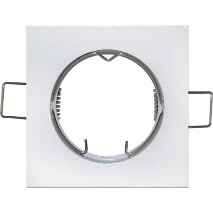 Spot Carré fixe 82mm Aluminium Blanc SDB IP65 + pot d'encastrement