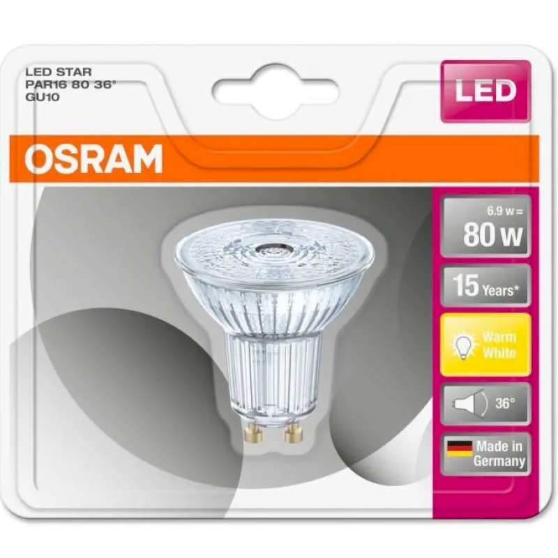 OSRAM Ampoule Spot LED PAR16 GU10 6,9 W équivalent à 80 W bla
