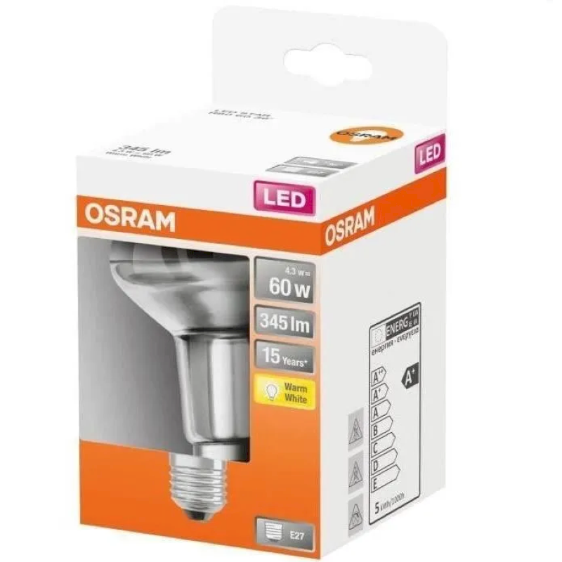OSRAM Spot R80 LED verre clair 4,3W E27 345lm 2700K - Blanc chaud