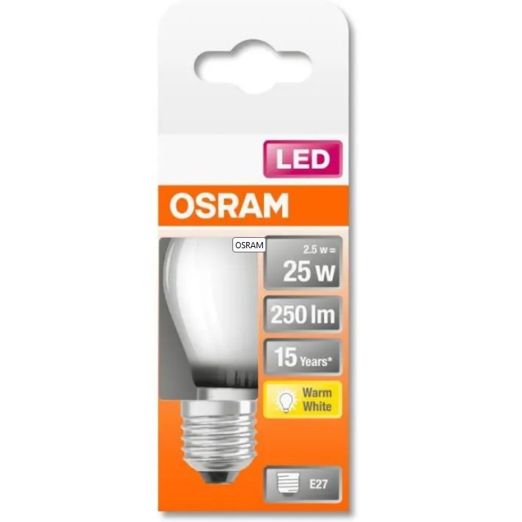 Ampoule LED. Dépoli mini sphér. P45 2700K 2.5W 470L E27