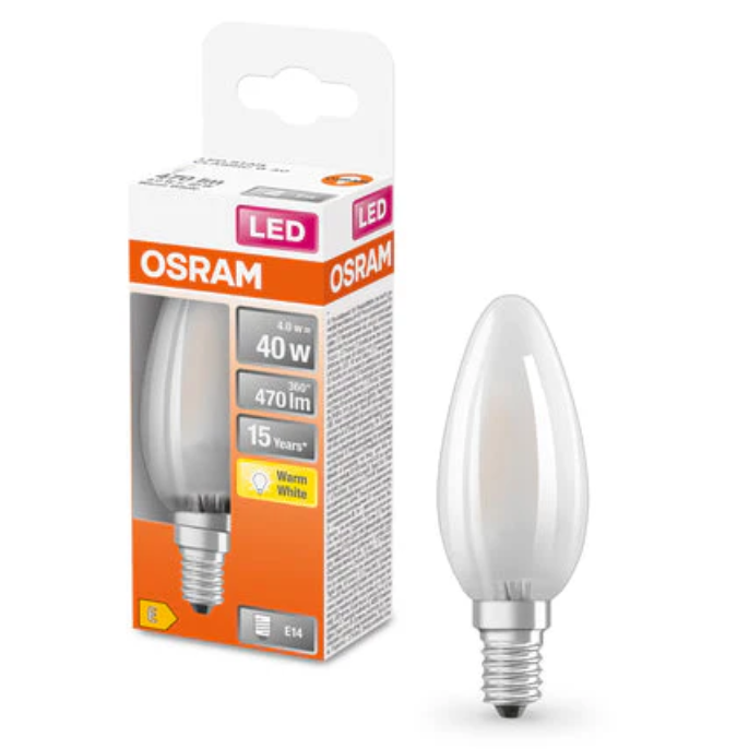 Ampoule LED Fil Flamme dépolie 2700k 4W 470L E14