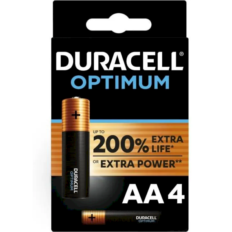 Duracell Pack de 4 piles alcalines AA Duracell Optimum, 1,5 V LR06