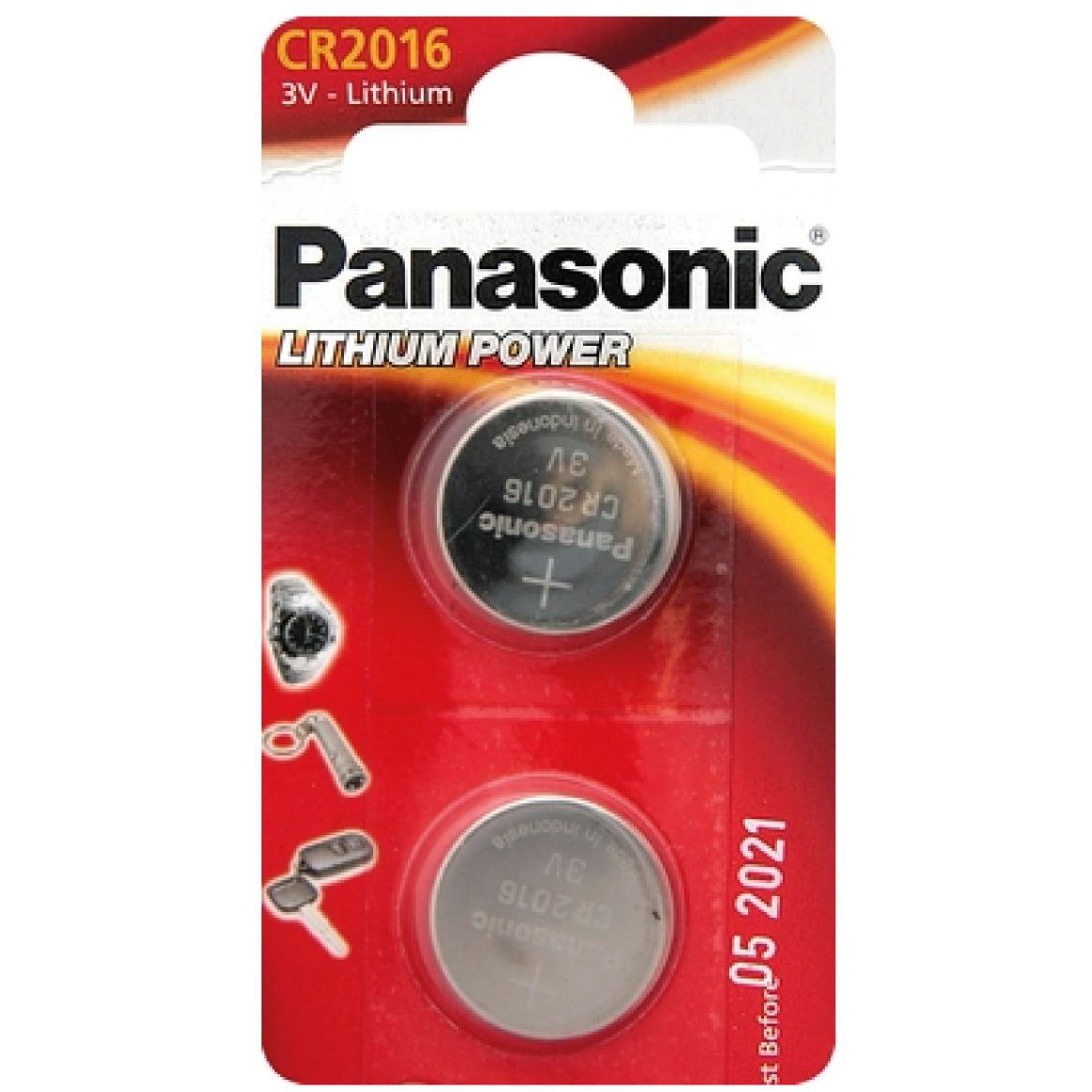 Pile bouton lithium CR2016 Panasonic -x2
