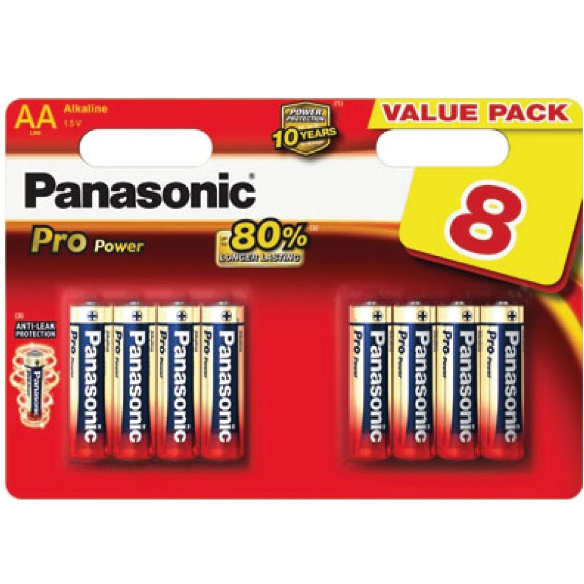 Pile Alcaline Panasonic LR6 AA PRO POWER -x8