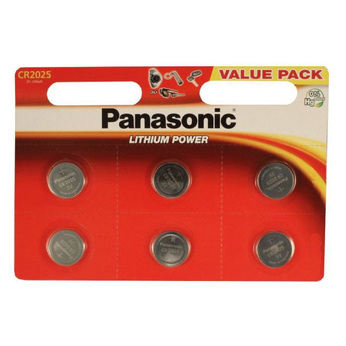 Pile bouton lithium CR2025 Panasonic -x6
