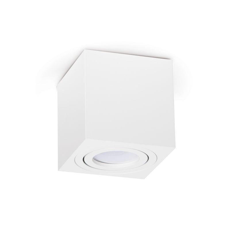 Applique plafond 80x80 - rondelle basculante - pour ampoule GU10 - Blanc