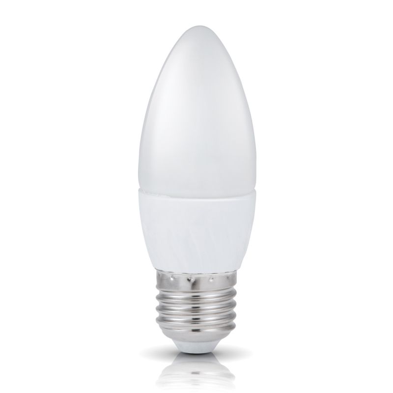 Ampoule LED SMD Flamme lisse opale 4000K 200° 6W 470L E27