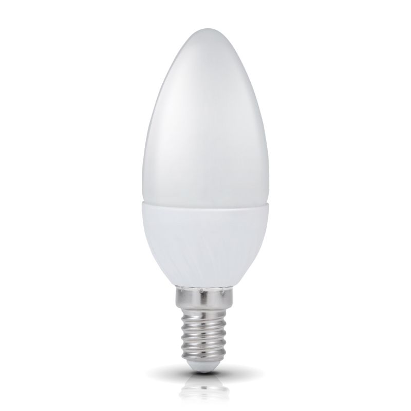 Ampoule LED SMD Flamme lisse opale 4000K 200° 4,5W 420L 230V E14