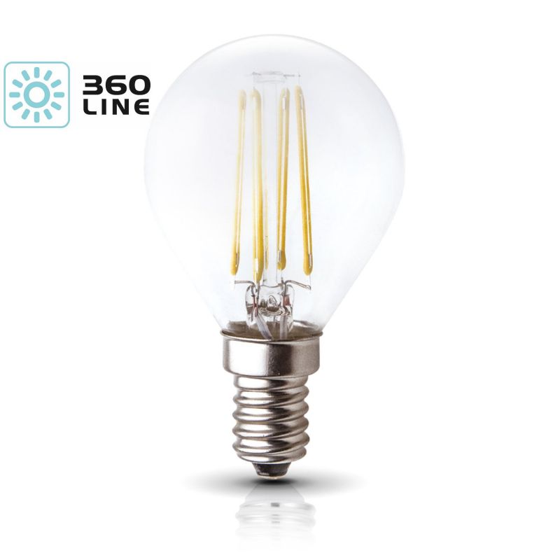 Ampoule LED Fil. (D) mini sphér. claire 3000K 4W 470L E14