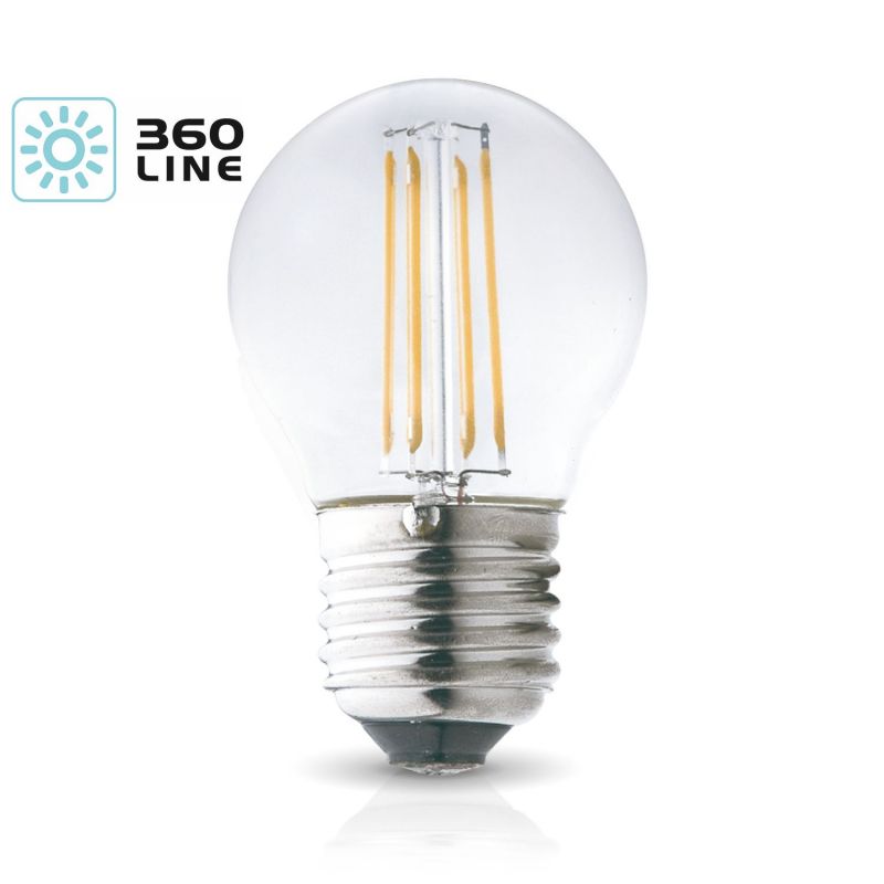 Ampoule LED Fil. (D) mini sphér. claire 3000K 4W 470L E27