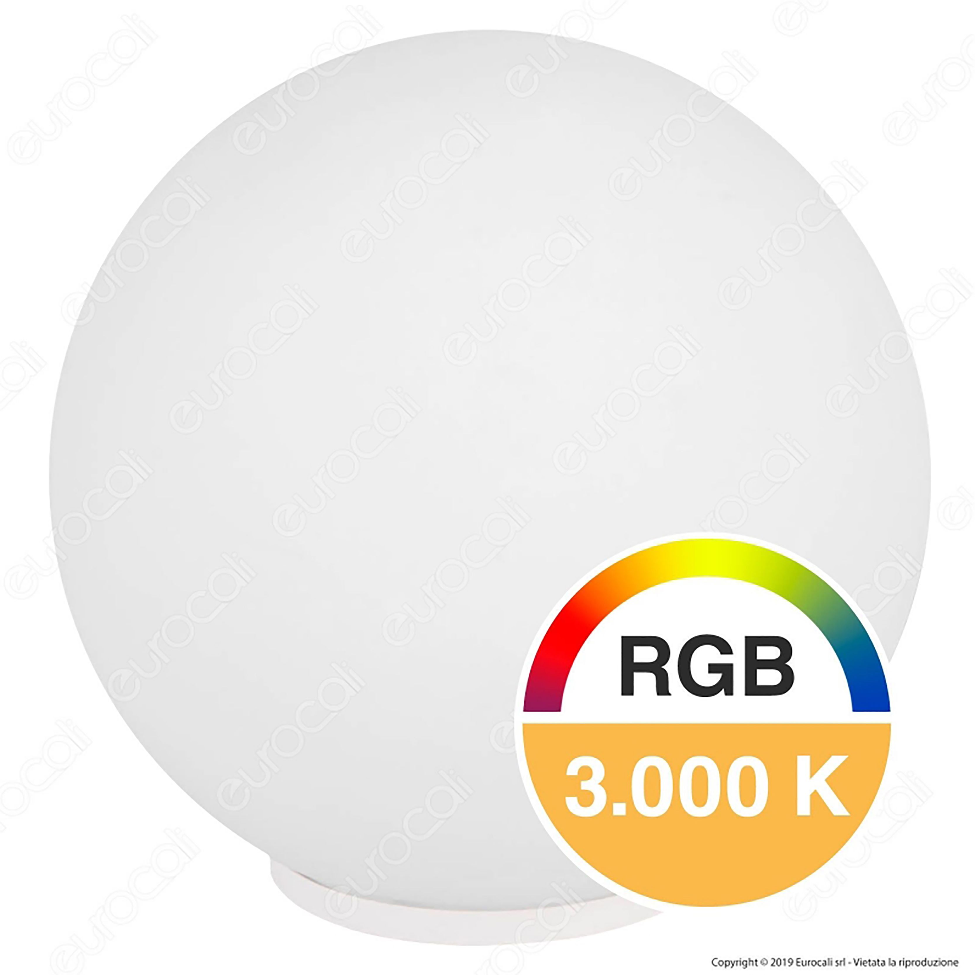 Lampe LED boule à poser Ø20 cm verre satin -Blanc+RGB.+RC -TL1810
