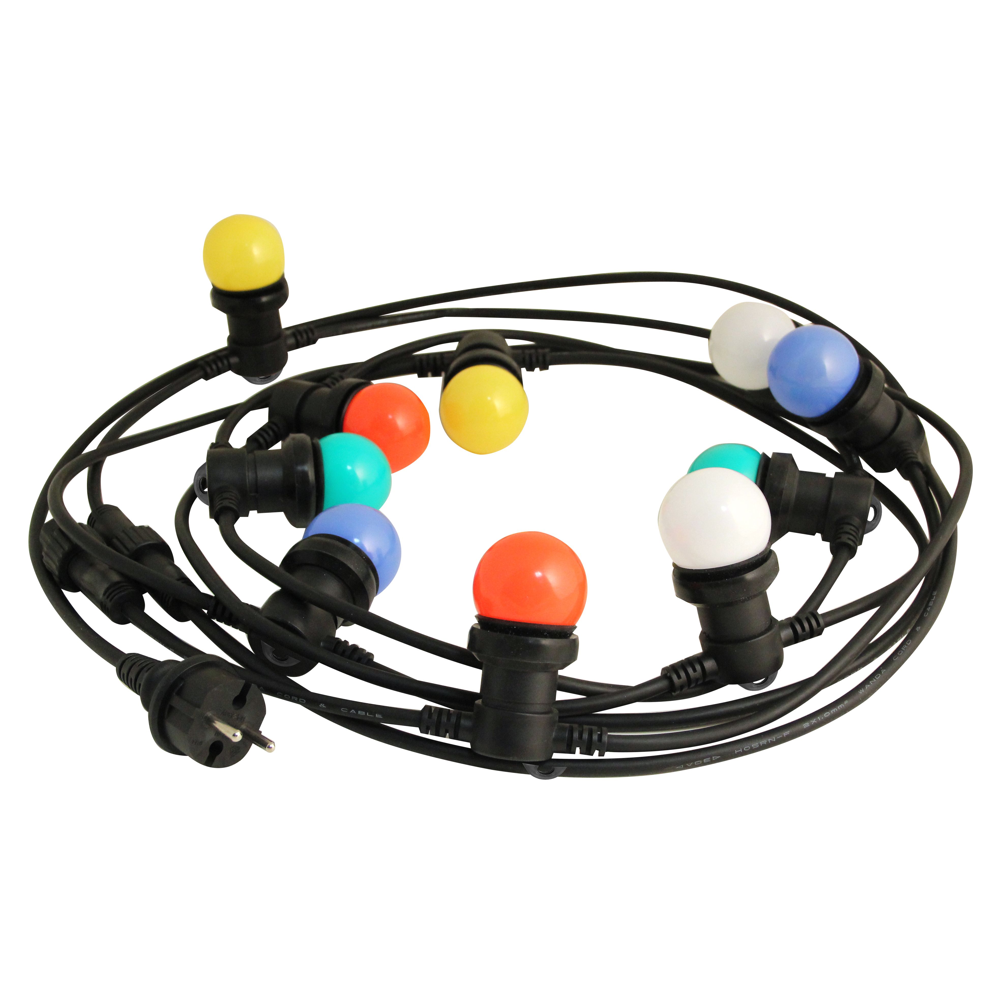 Guirlande 6m 10 ampoules LED multicolores IP44 -PS063