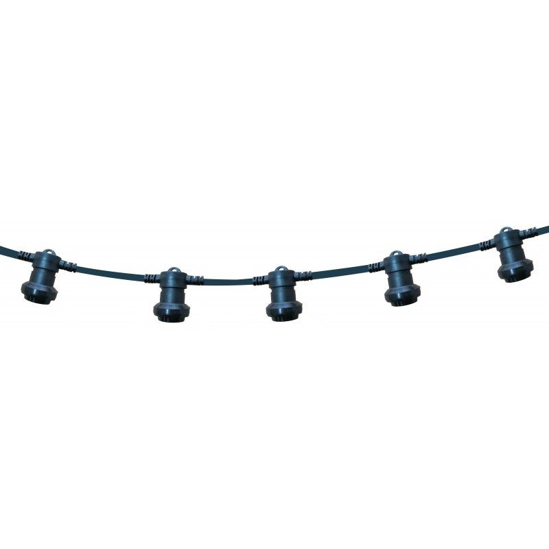 Guirlande 20M - 20 douilles E27 IP44 Câble H05RN-F 2x1mm2 - NOIR