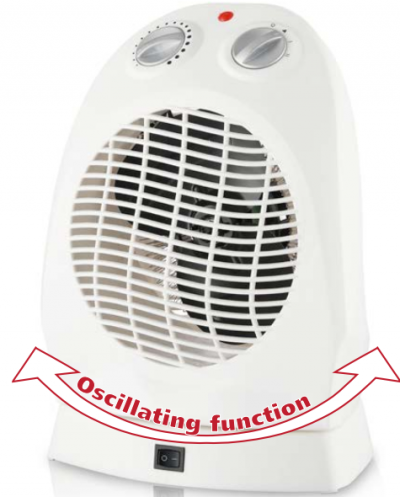 Radiateur soufflant élect 2kW avec thermostat + rotation auto -Blanc -PR012