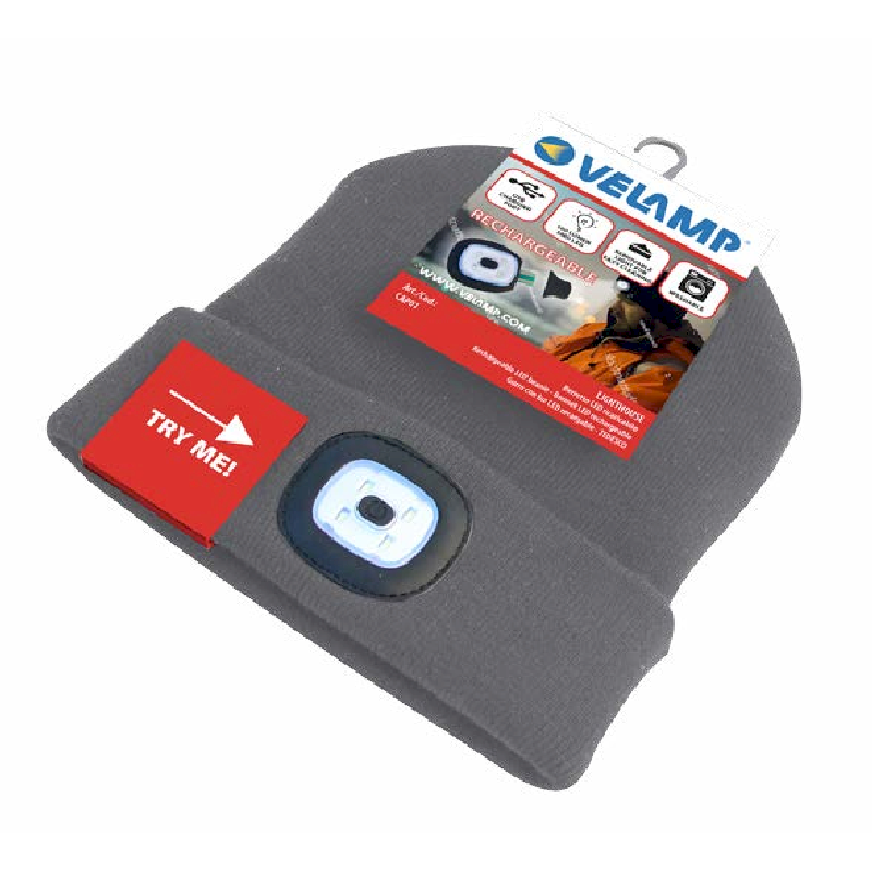 Bonnet LED rechargeable gris foncé