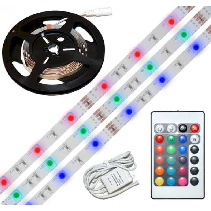 KIT Ruban LED Multicolore + Blanc Long 3,0m 30 led/M IP44 18W + alimentatio